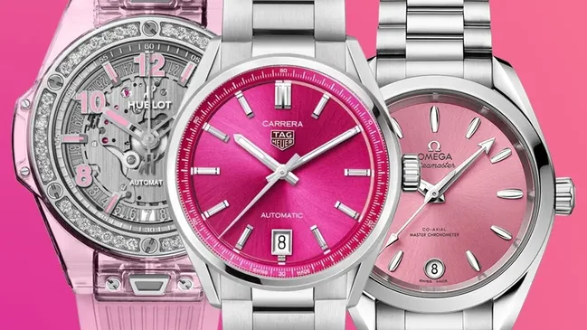 Barbiecore Trend, pinke Uhren, Hublot, TAG Heuer, Omega