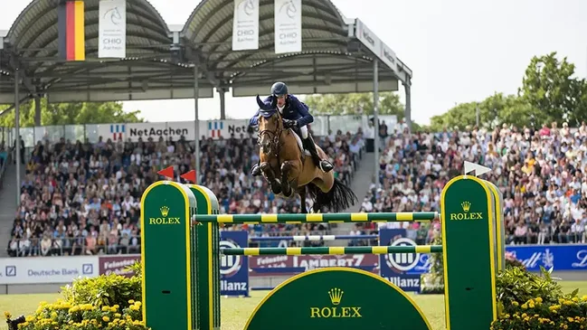 ROLEX TESTIMONEE DANIEL DEUSSER RIDING KILLER QUEEN VDM SECOND IN THE ROLEX GRAND PRIX AT CHIO AACHEN 2023