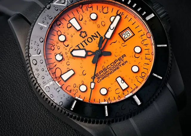 Titoni: Seascoper 300 in Schwarz und Orange