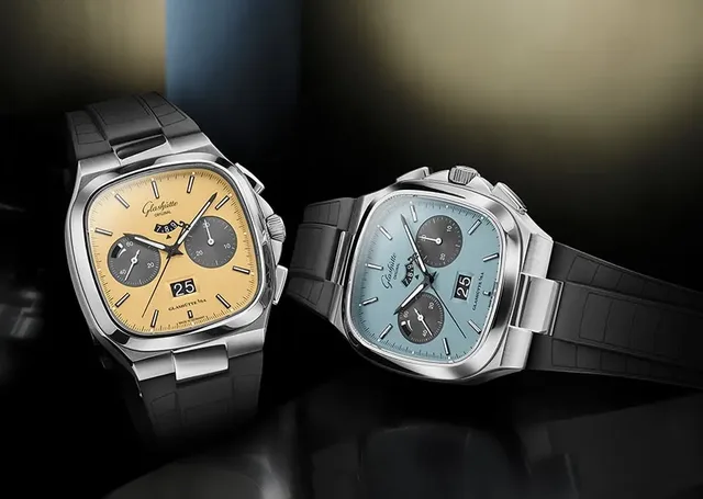 Glashütte Original Seventies Chronograph Panoramadatum „Golden Bay“ und „Ocean Breeze“