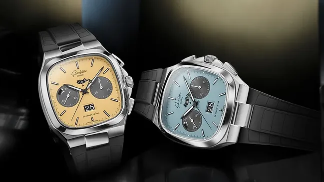 Glashütte Original Seventies Chronograph Panoramadatum „Golden Bay“ und „Ocean Breeze“