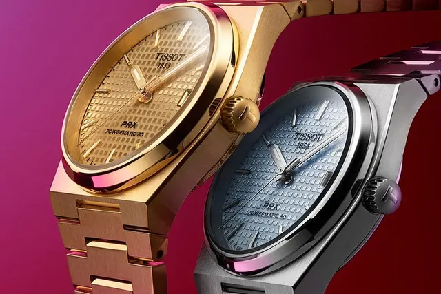 Tissot PRX 35 mm Powermatic 80 in Gold und Eisblau