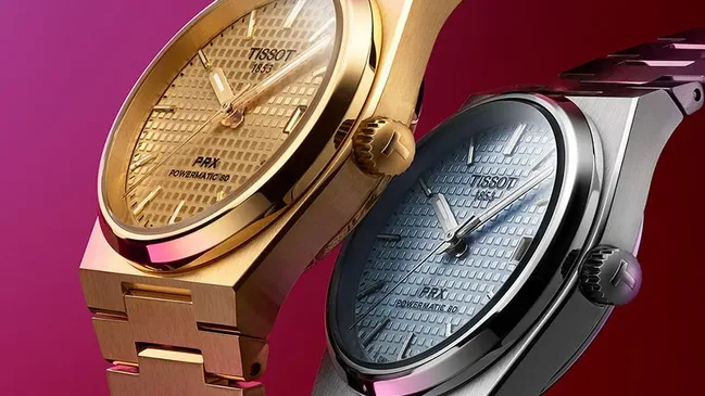 Tissot PRX 35 mm Powermatic 80 in Gold und Eisblau