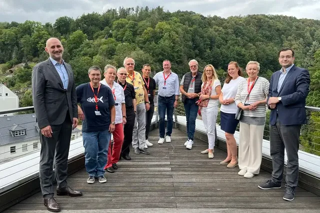 Zum Ausklang des Tages noch ein Erinnerungsfoto auf dem Dach von Moritz Grossmann