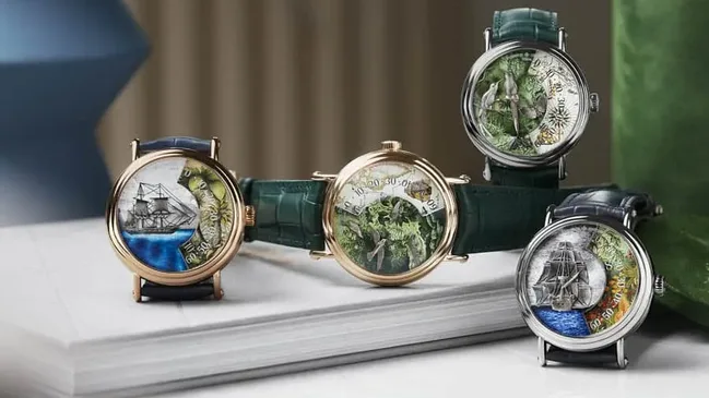 Die vier Modelld der neuen Vacheron-Constantin-Kollektion Métiers d’Art Hommage an Naturforscher und Entdecker