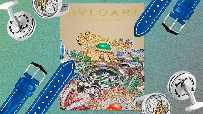 Uhrengeschenke Last Minute Collage Armbänder, Manschettenknöpfe, Bücher