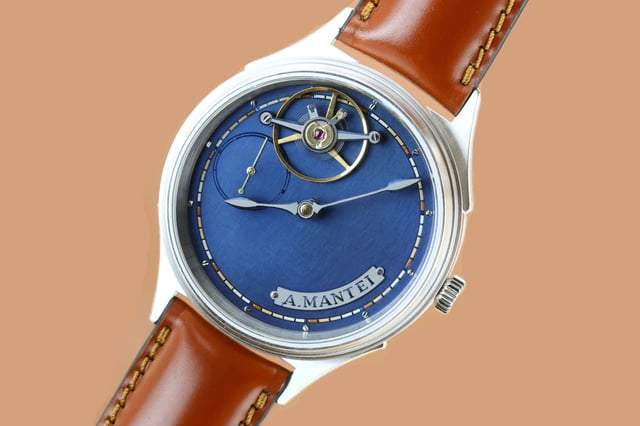 A. Mantei – Horologium, ausgefallene Uhr aus Silber mit Handaufzugswerk