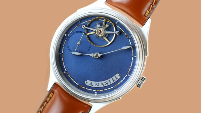 A. Mantei – Horologium, ausgefallene Uhr aus Silber mit Handaufzugswerk