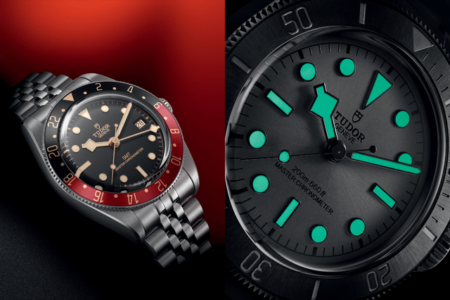 Ansicht der TUDOR BLACK BAY 58 GMT, Detail, Zifferblatt der BLACK BAY CERAMIC