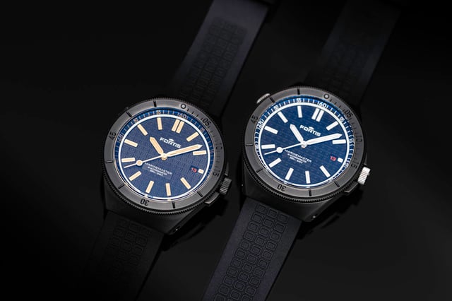 Fortis: Marinemaster M44 DLC Black Resin und Gravity Black
