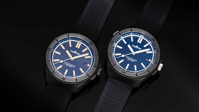 Fortis: Marinemaster M44 DLC Black Resin und Gravity Black