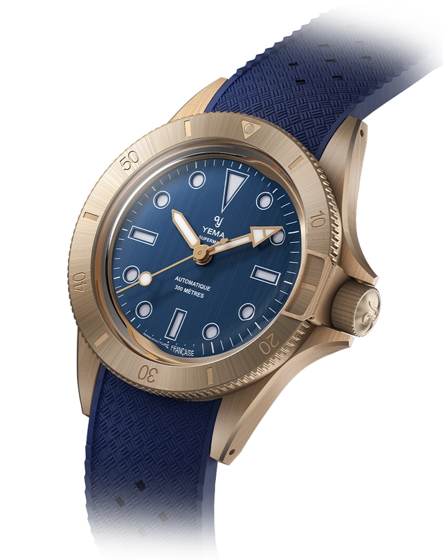 Yema – Superman Bronze CMM.10 Limited Edition, Retro-Taucheruhr aus Bronze mit Automatikwerk und blauem Zifferblatt