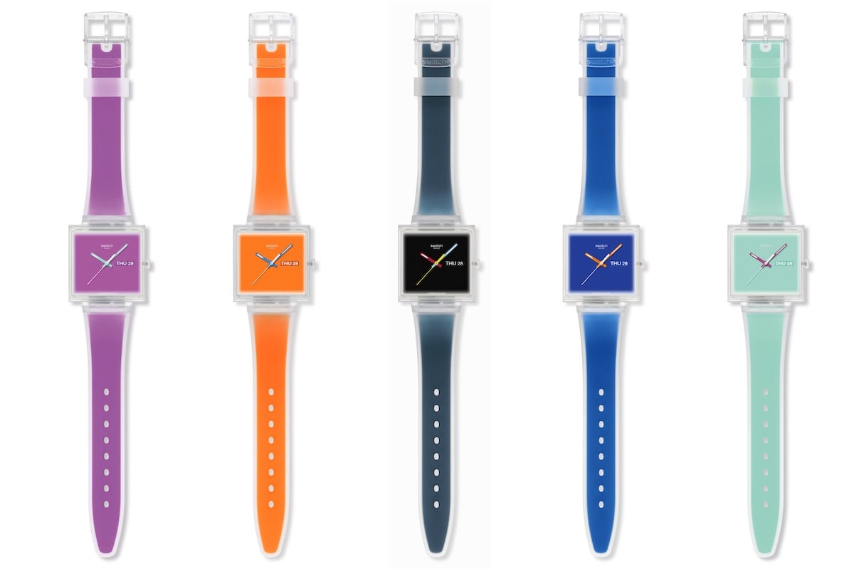 Alle versionen der Swatch What if...Jelly? von vorne, Armband, Zifferblatt