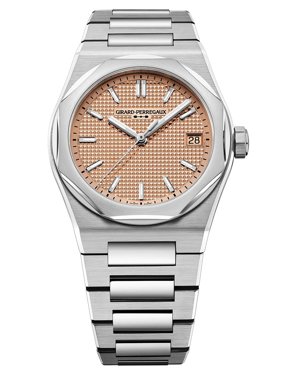 Girard-Perregaux – Laureato Fifty 36 mm, Uhr mit Goldzifferblatt, Automatikwerk und integriertem Band