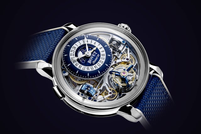 nahaufnahme der Bovet Récital 32, Zifferblatt, Saphirglas