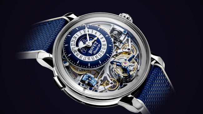 nahaufnahme der Bovet Récital 32, Zifferblatt, Saphirglas