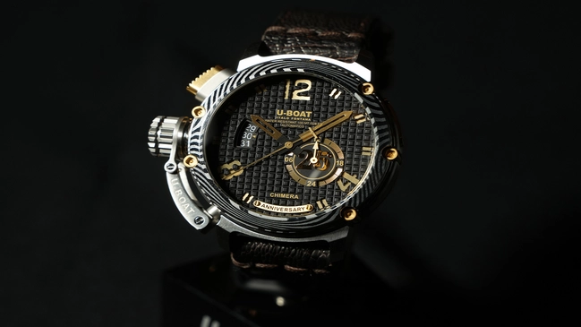 U-Boat – Chimera 25, limitierte Taucheruhr aus Stahl, Gold und Damast