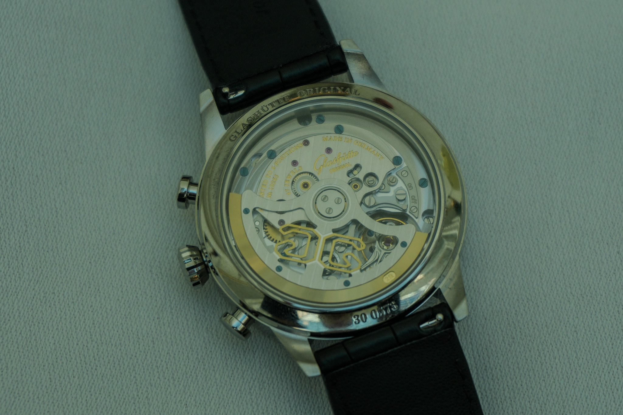 Das Uhrwerk des Glashütte Original Senator Chronographen