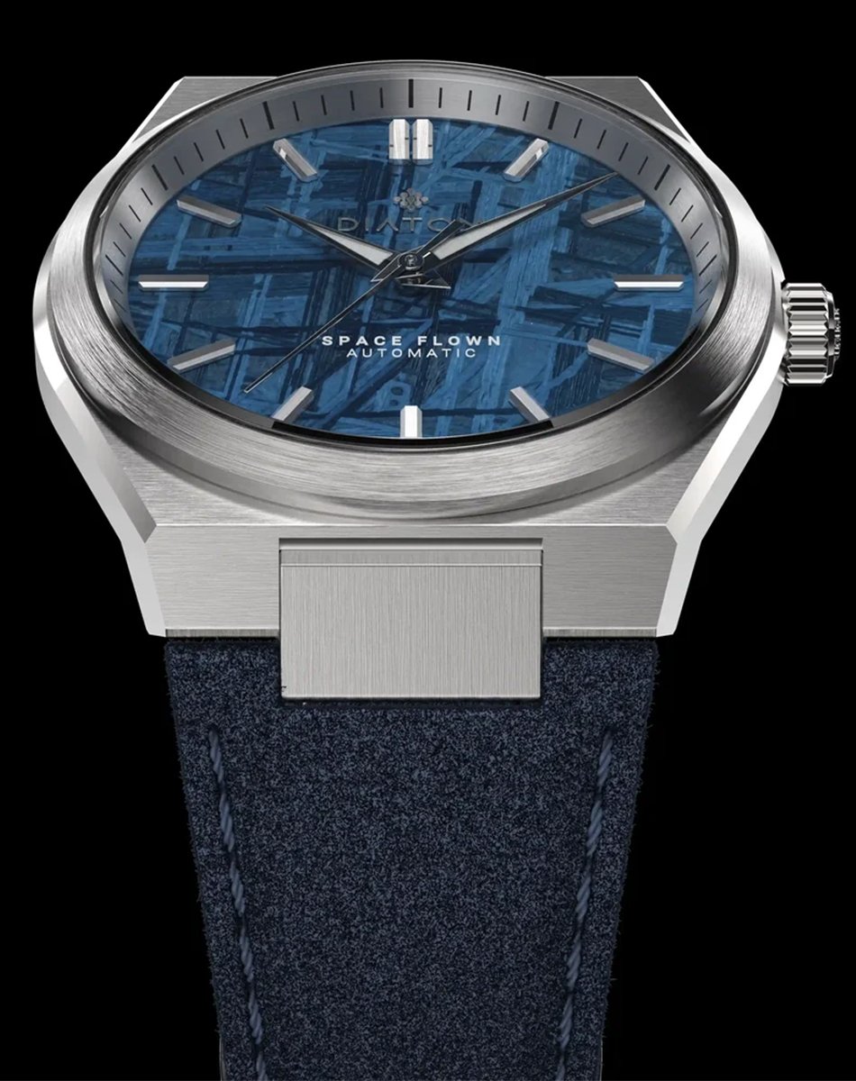 Diatom – Terra Meteorite Azure, Automatikuhr aus Edelstahl mit Meteoritenzifferblatt und blauem Band