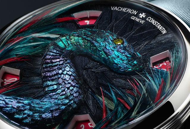 Detail, des Zifferblattes des Vacheron Constantin Métiers d'Art Tribute to the Animal Kingdom 