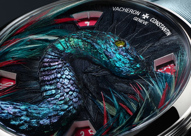 Detail, des Zifferblattes des Vacheron Constantin Métiers d'Art Tribute to the Animal Kingdom 