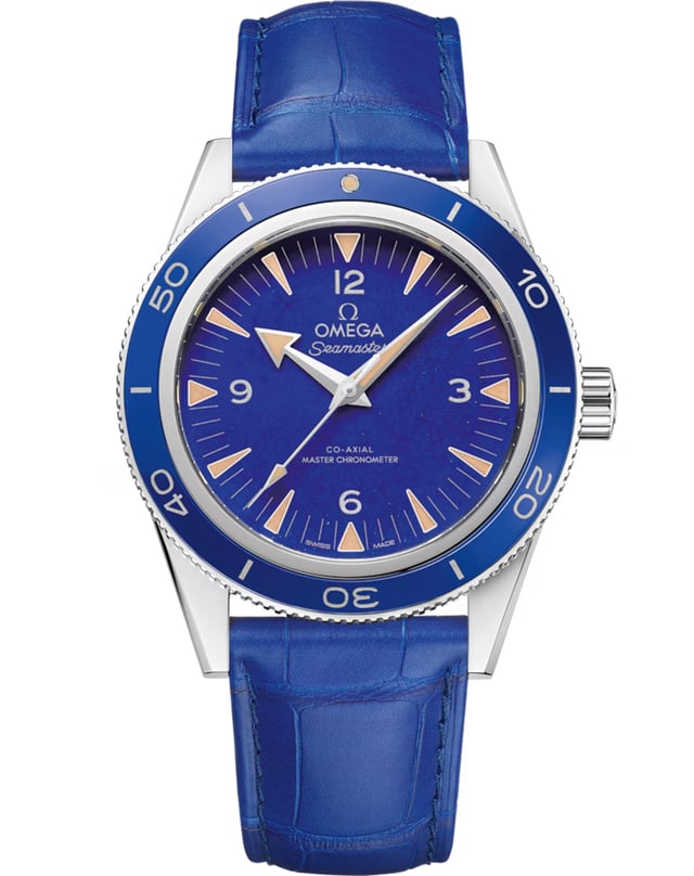 Diese Omega Seamaster 300 verfügt über ein Zifferblatt aus Lapislazuli, Taucheruhr aus Platin
