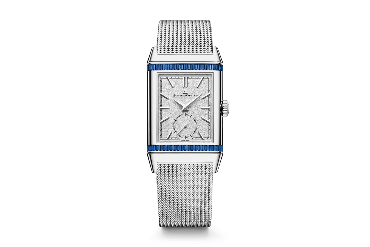 Die blaue versione der Jaeger-LeCoultre Reverso „Or Deco“ von vorne
