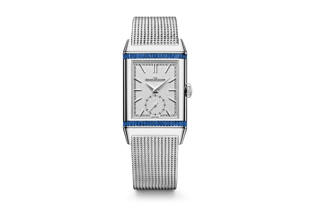 Die blaue versione der Jaeger-LeCoultre Reverso „Or Deco“ von vorne
