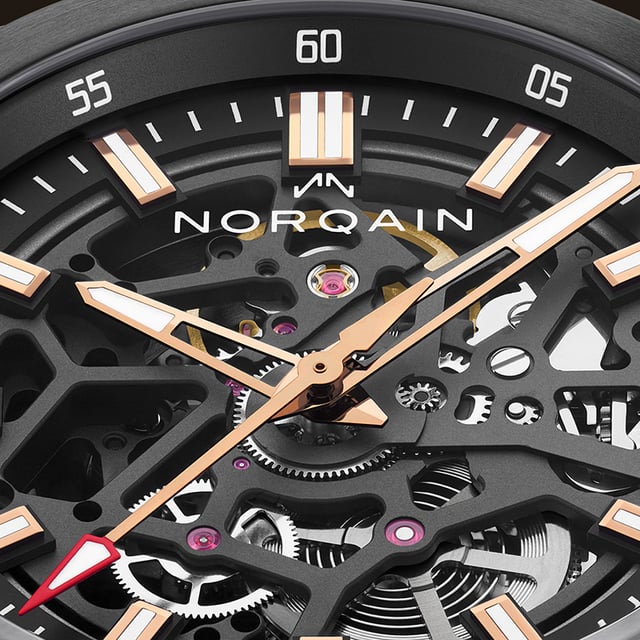 Norqain Independence Skeleton Titanium: Zifferblatt-Detailaufnahme