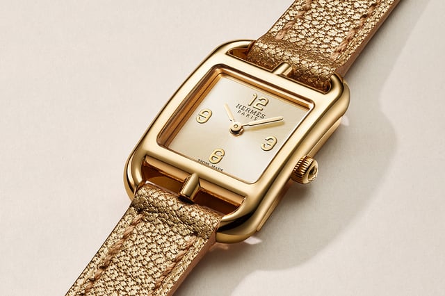 Hermès Cape Cod, Gelbgold Uhr mit goldfarbenem Zifferblatt 