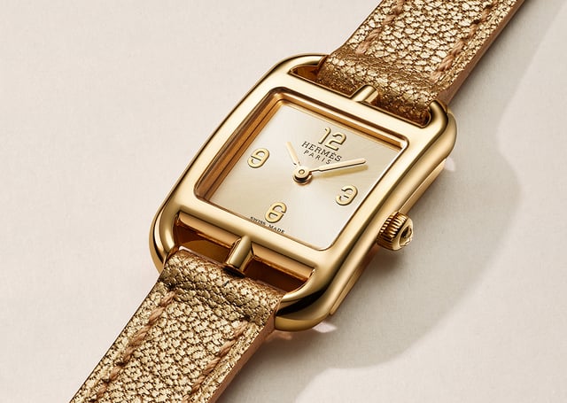 Hermès Cape Cod, Gelbgold Uhr mit goldfarbenem Zifferblatt 