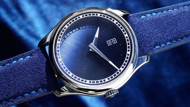 Oliver Gallaugher – Deep Space Blue, elegante Edelstahluhr mit Handaufzugskaliber