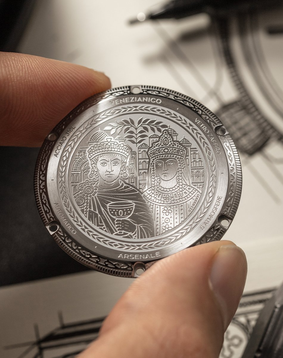 Venezianico – Arsenale Bizantino, Automatikuhr aus Edelstahl mit Ornamentik