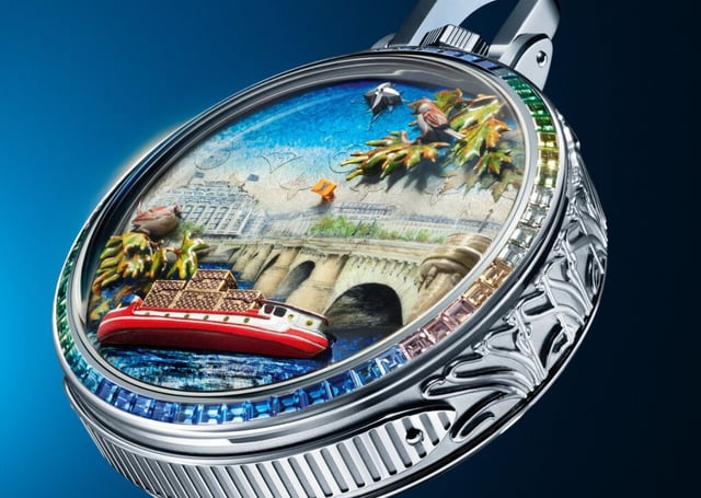 Frontalansicht der Louis Vuitton „Escale au Pont-Neuf“-Taschenuhr