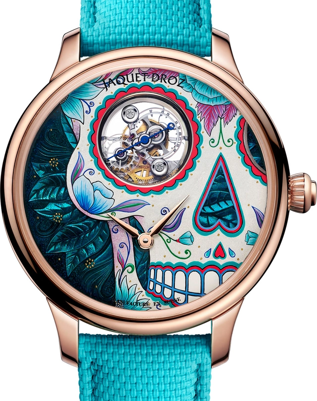 Jaquet Droz Tourbillon Red Gold Catrina Skull Zifferblattdetail