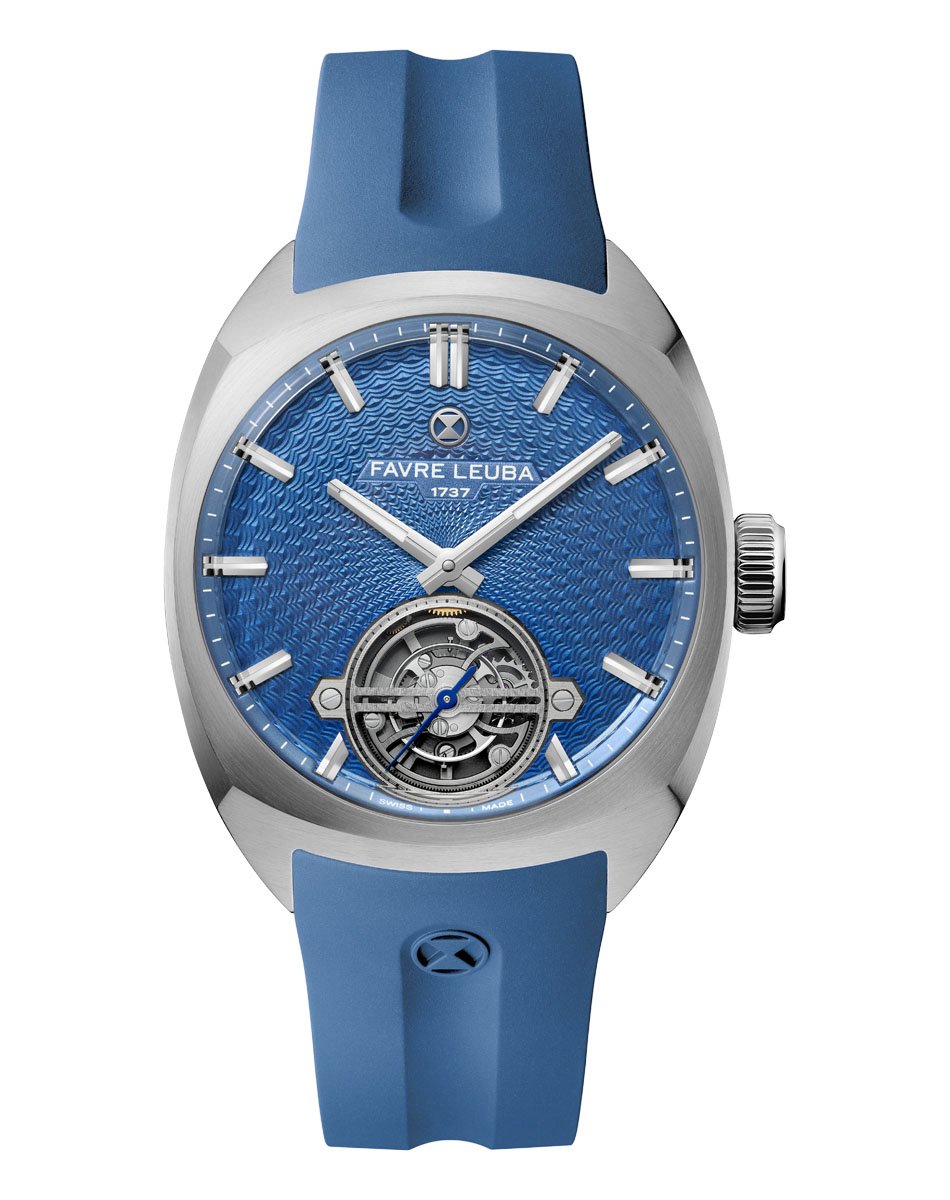 Favre Leuba: Chief Tourbillon Guilloché mit blauem Kautschukband
