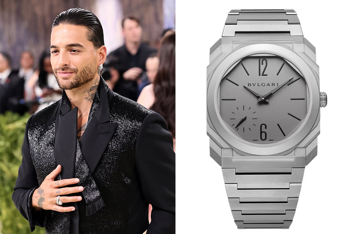 Maluma – Bulgari Octo Finissimo 37 mm, flache Luxusuhr auf der Met Gala