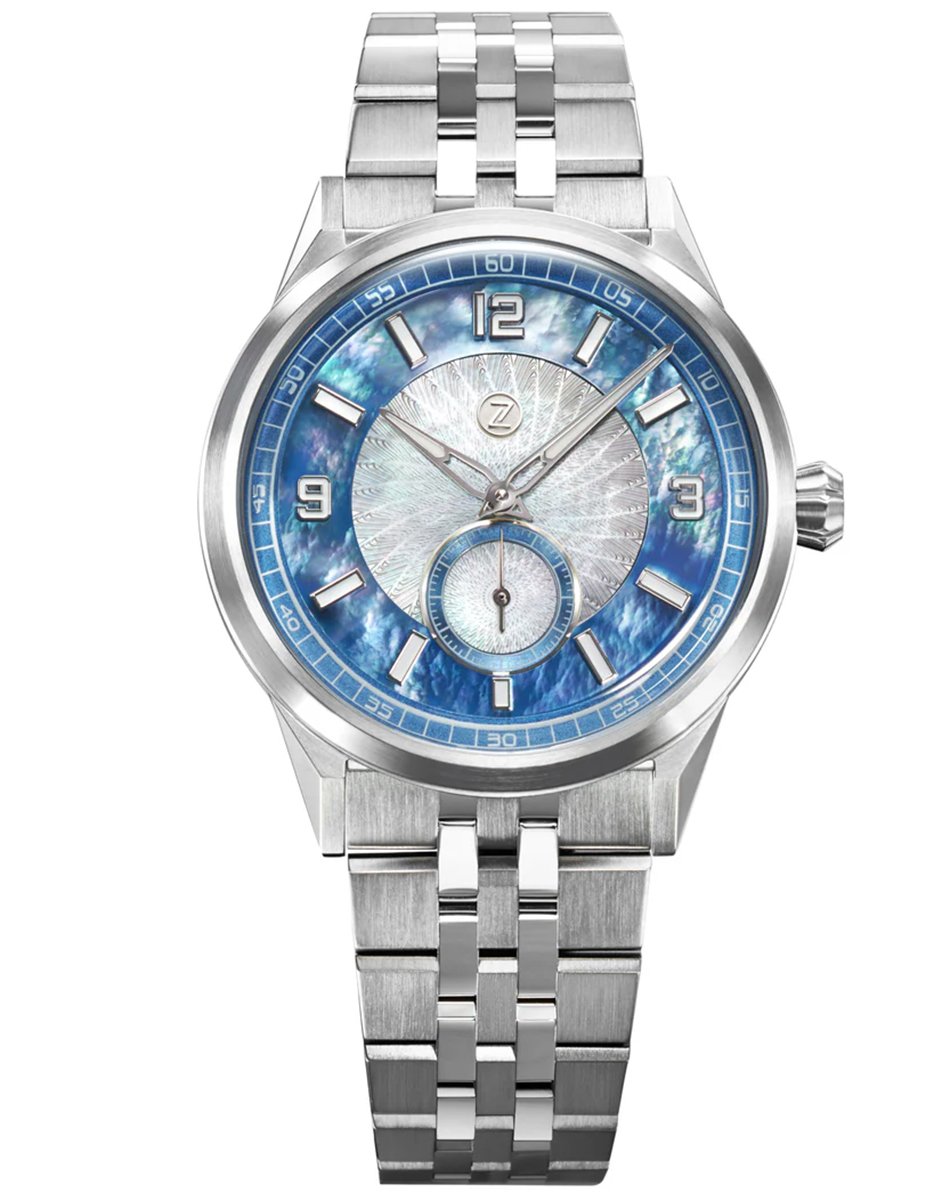 Zelos – Comet 39 MOP, elegante Uhr mit Handaufzugswerk und Perlmuttzifferblatt