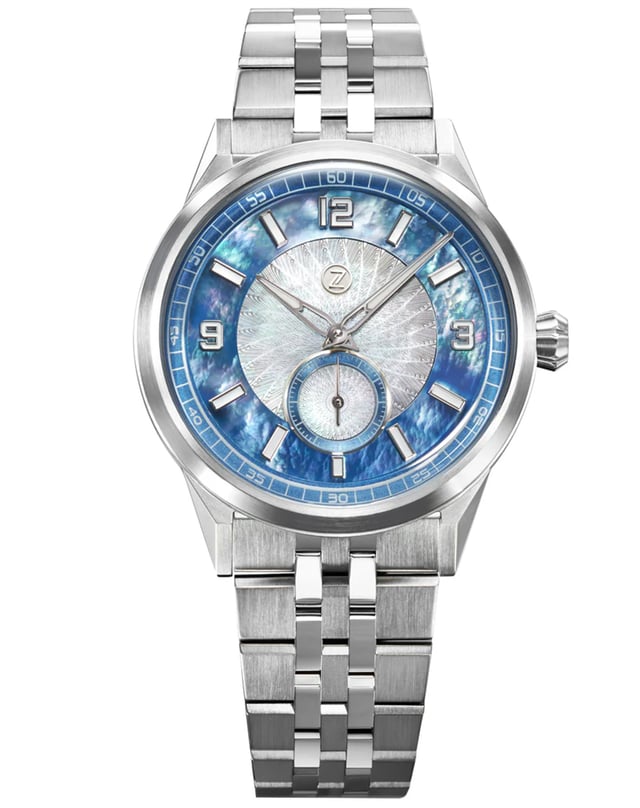 Zelos – Comet 39 MOP, elegante Uhr mit Handaufzugswerk und Perlmuttzifferblatt