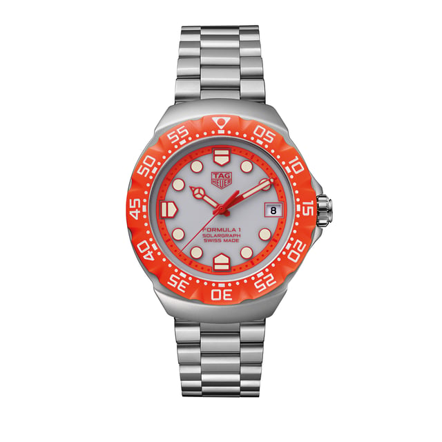 TAG Heuer Formula 1 Solargraph 38 mm in Orange with Steelbracelet