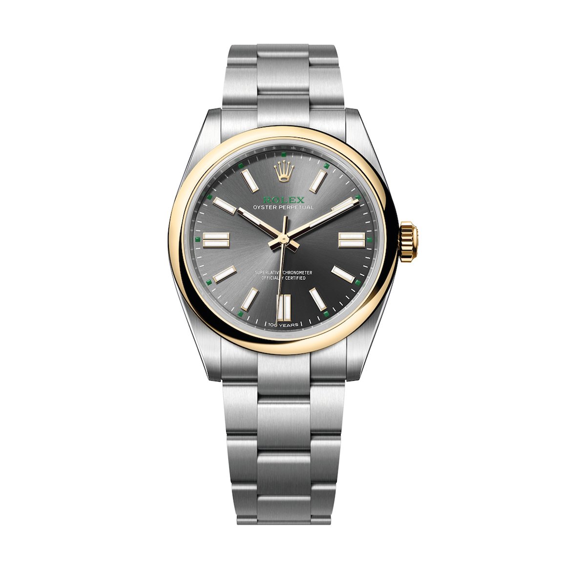Rolex Oyster Perpetual 41 mit grauem Zifferblatt aus Edelstahl, Oystersteel und Gelbgold