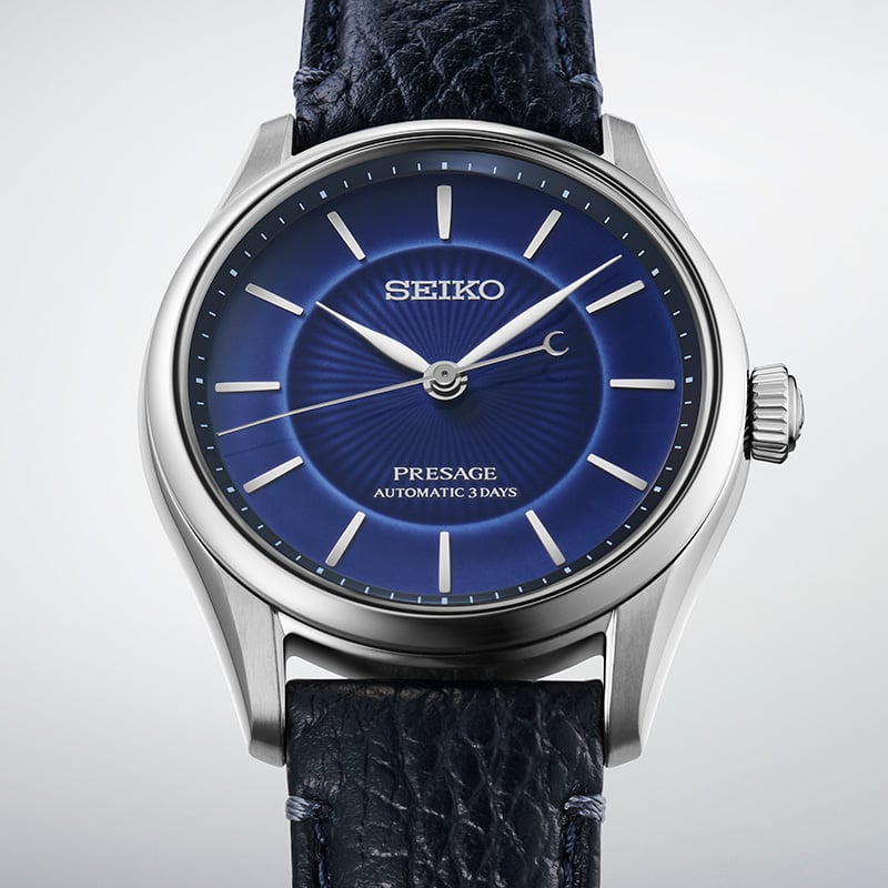 Seiko Presage Classic Series „Craftsmanship“ Arita Porcelain Zifferblatt, Zifferblatt in Blau Nahaufnahme