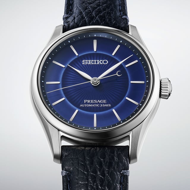 Seiko Presage Classic Series „Craftsmanship“ Arita Porcelain Zifferblatt, Zifferblatt in Blau Nahaufnahme