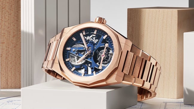 Zenith Defy Skyline Tourbillon Skeleton, Golduhr mit Tourbillon und skelettiertem Zifferblatt