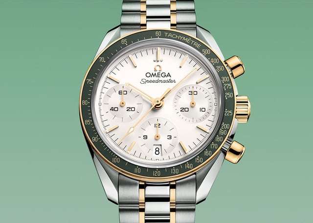 Omega Speedmaster 38, 38 mm, Moonshine‑Gold mit Stahl