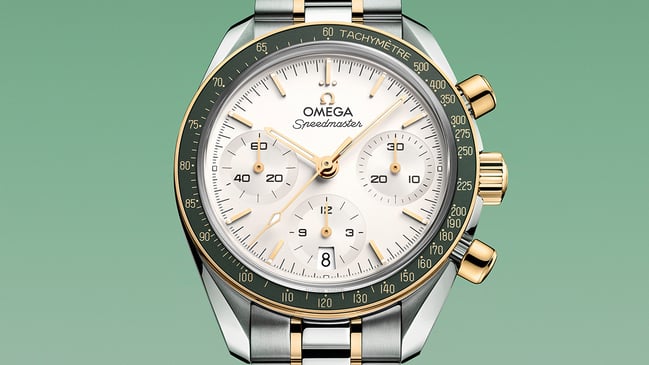 Omega Speedmaster 38, 38 mm, Moonshine‑Gold mit Stahl