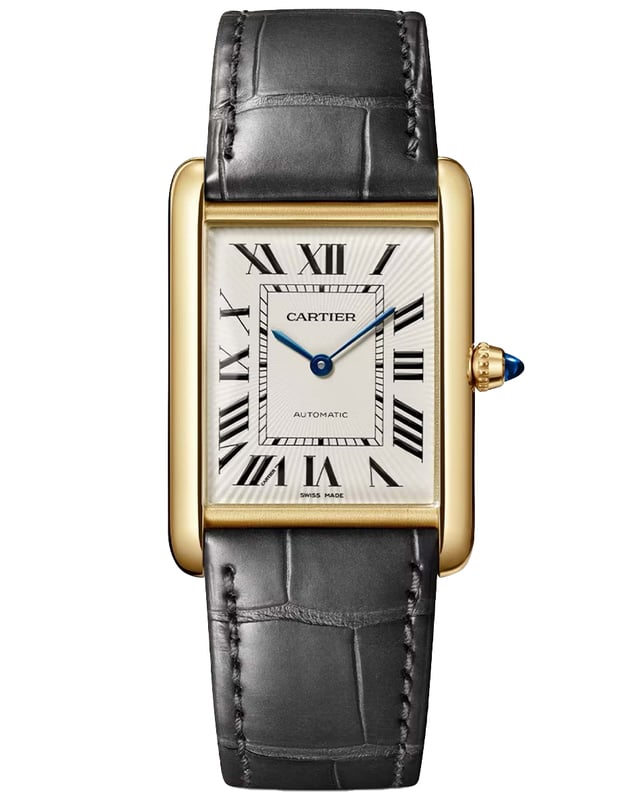 Cartier – Tank, Dresswatch aus Gold mit Lederband