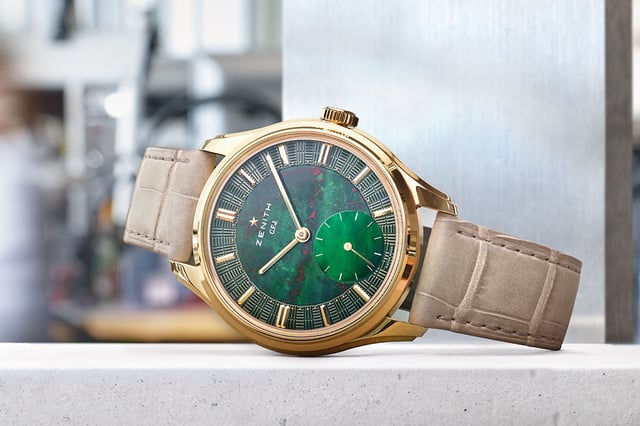 Zenith, Dresswatch aus Gold mit Manufakturkaliber und Steinzifferblatt