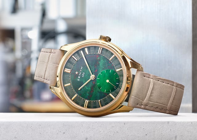 Zenith, Dresswatch aus Gold mit Manufakturkaliber und Steinzifferblatt