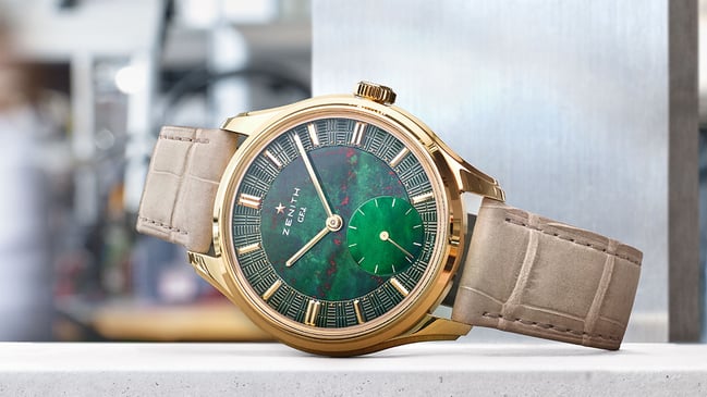 Zenith, Dresswatch aus Gold mit Manufakturkaliber und Steinzifferblatt